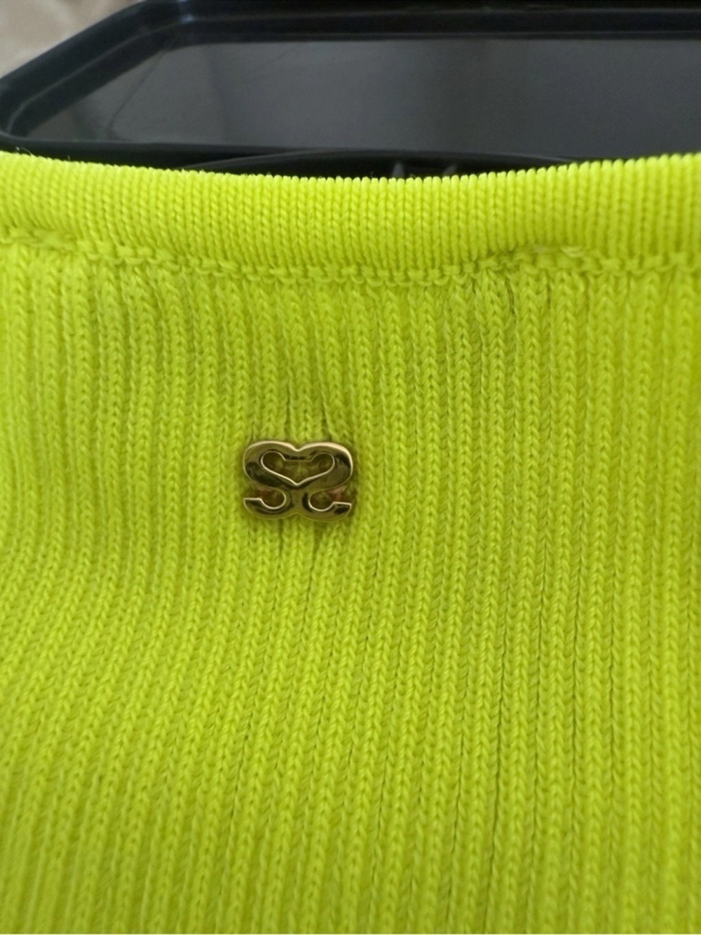Sandro Tristan Neon Ribbed Cropped Tank Top Vert Pomme Size 1 - Picture 5 of 5